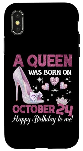 Eine Königin wurde am 24. Oktober geboren Girlie Birthday Queen Hülle für iPhone X/XS von Purple October Birthday Queen Designs