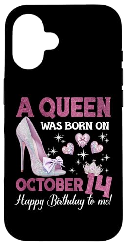 Hülle für iPhone 16 Eine Königin wurde am 14. Oktober geboren. Girlie Birthday Queen von Purple October Birthday Queen Designs