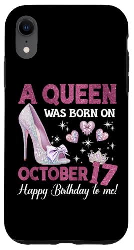 Hülle für iPhone XR Eine Königin wurde am 17. Oktober geboren Girlie Birthday Queen von Purple October Birthday Queen Designs