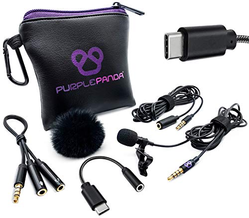 Purple Panda USB-C Lavalier-Ansteckmikrofon – Professionelles omnidirektionales Kondensatormikrofon zum Aufstecken (USB Typ C) – kompatibel mit Android, Samsung, iPad Pro – Skype/Zoom, Videoanrufe von Purple Panda