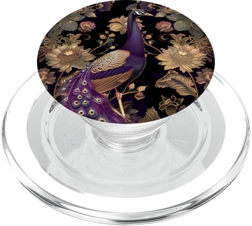 Schönes Muster aus lila Pfau und Blumen PopSockets PopGrip für MagSafe von Purple Peacock and Flowers Design