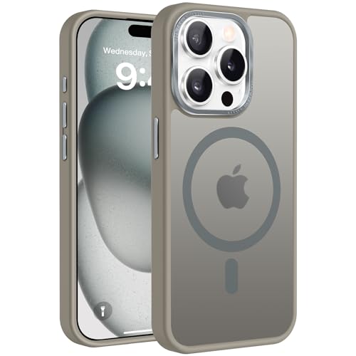 PuyaTeya Handyhülle für iPhone 15 pro Hülle, für MagSafe [Matt Ölabweisend Schutzhülle] Stoßfeste Kratzfeste Fingerabdruck-resistent Handyhülle iPhone 15 pro 6.1 Zoll (Grau) von PuyaTeya