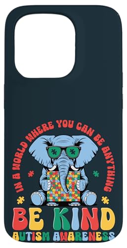 Autismus-Bewusstsein Mama Papa Be Kind Autistic Jungen Mädchen Elefant Hülle für iPhone 15 Pro von Puzzle Piece Pride Apparel.USA