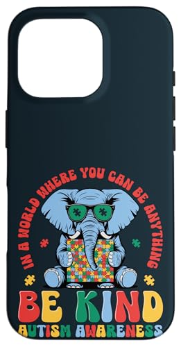 Autismus-Bewusstsein Mama Papa Be Kind Autistic Jungen Mädchen Elefant Hülle für iPhone 16 Pro von Puzzle Piece Pride Apparel.USA