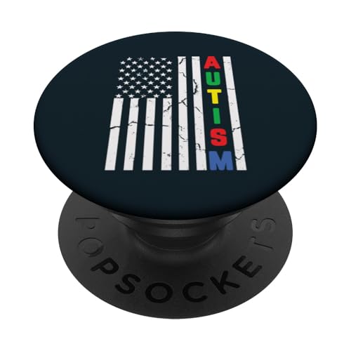 Autism Awareness Patriotische amerikanische Flagge USA Unisex Erwachsene PopSockets Klebender PopGrip von Puzzle Pride Apparel.USA