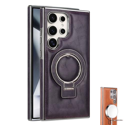 Sentiment Value Leather Phone Case, Sentimentvalue Magnetic Anti-Fall Bracket Protective Case with Invisible Stand for Samsung Galaxy S25 S24 S23 Ultra Plus (Purple,S24) von Pwzoax