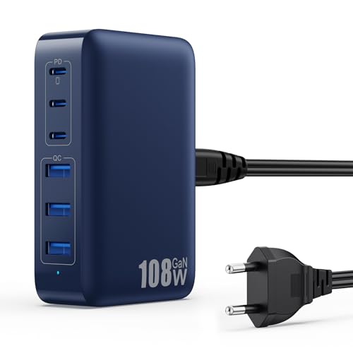 108W USB C Ladegerät Mehrfach, 6 Ports GaN III Schnellladegerät Ladestation mit 3 PD + 3 QC Charger Station, Charger USB Hub C Netzteil für iPhone 16/15 Airpod iPad Sumsung Switch usw 108W USB C Ladegerät Mehrfach, 6 Ports GaN III Schnellladegerät Ladestation mit 3 PD + 3 QC Charger Station, Charger USB Hub C Netzteil für iPhone 16/15 Airpod iPad Sumsung Switch usw von Pxwaxpy