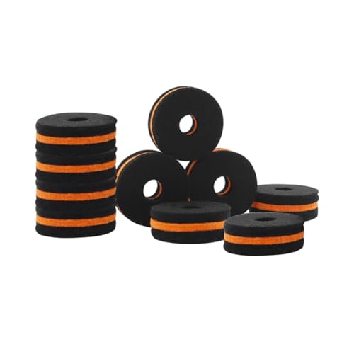 Pyatofly 10-Teiliges Regal-Trommelstück, Schwarz-Orange, Zweifarbiges Haarpolster, Beckenständer, Filze, Unterlegscheiben für Schlagzeug-Set-Teilepaket, Trommelteile von Pyatofly