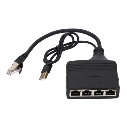 Gigabit-Ethernet-Splitter, 1 in 4 Out 1000 Mbit/s Hochgeschwindigkeits-LAN-Netzwerk-Splitter-Adapter mit USB-Stromkabel, Kompakter RJ45-Internet-Splitter für ADSL-Modems, von Pyhodi