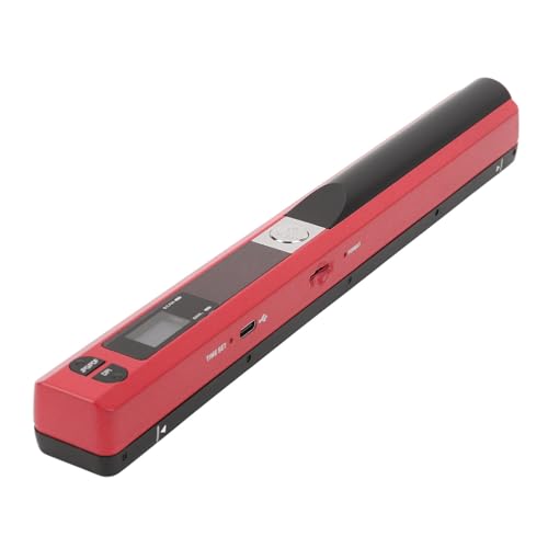 Tragbarer Scanner, 900-DPI-Fotoscanner, Einfach zu Bedienen, 3 Auflösungsmodi, Mehrere Dateiformate Unterstützt, Handgehaltener Dokumentenscanner, Flaches Bildscannen für das (Rot) von Pyhodi