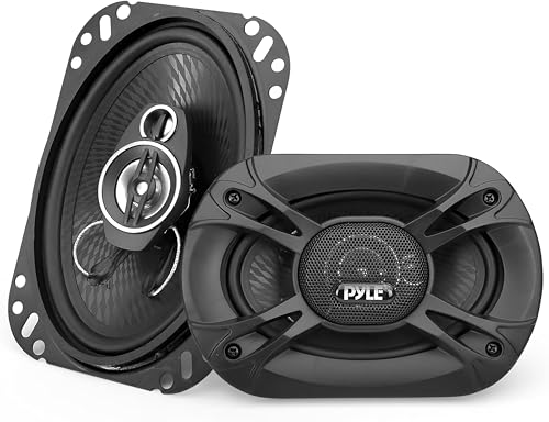 Pyle Lautsprecher Auto 10cm x 15cm (4 x 6) – 3-Wege Lautsprecher Boxen 4 Ohm Impedanz 300W, ¾ Piezo-Hochtöner, 4,6cm (1,81") Einbautiefe, Autolautsprecher – Einbaulautsprecher Box Set für Auto von Pyle