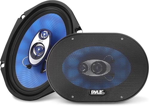 Pyle 15,2 cm x 20,3 cm (6” x 8”) Auto-Sound-Lautsprecher (Paar) - Verbesserter blauer Poly-Kegel, 3-Wege, 360 Watt, Butylgummi-Rand, 70 - 20 kHz, 4 von Pyle