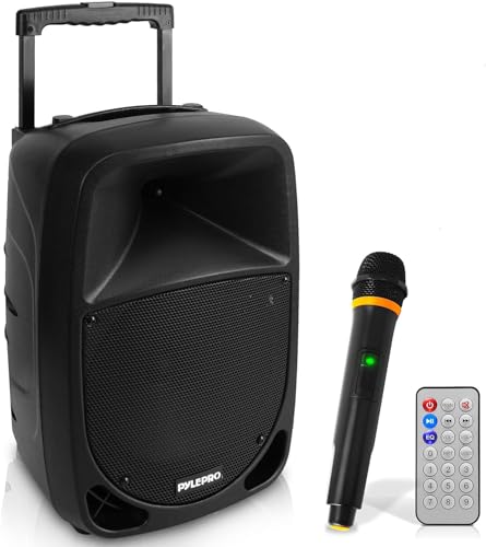 Pyle PA Musikbox, Partybox, Tragbare Karaoke Maschine mit Mikrofon, Party Lautsprecher mit Bluetooth, Sound Anlage 8'' Subwoofer, PA Anlage Komplettset, Karaoke Set LED-Akku-Anzeige, MP3/USB/SD, 1000W von Pyle