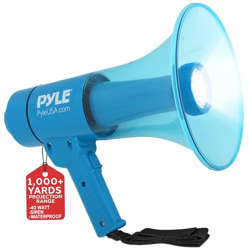 Pyle Portable PA Megafon Lautsprecher w/Alarm-Sirene, einstellbare Lautst?rke, 40 W Hand Leichte Marine-Grad Wasserdicht Megafon, LED Flashlig von Pyle