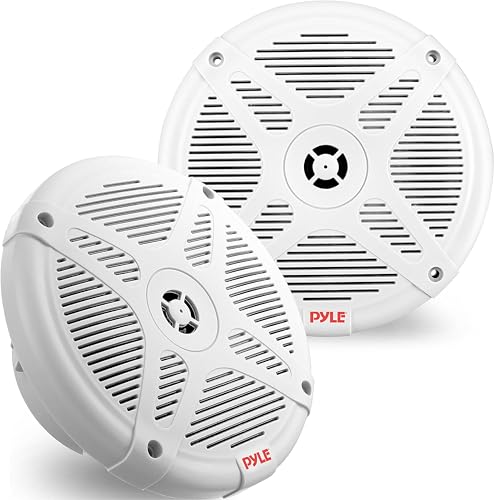 Pyle Seefahrts-Lautsprecher, 16,5 cm (6,5 Zoll), 2-Wege-IP-X4, wasserdicht und witterungsbeständig, Dual-Stereo-Soundsystem mit 600 Watt Leistung und niedrigem Profil-Design Kein Bluetooth weiß von Pyle