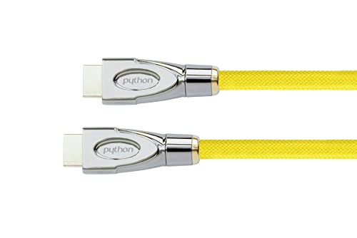 PYTHON® Series PREMIUM AKTIVES High-Speed-HDMI Anschlusskabel mit Ethernet - REDMERE CHIPSATZ - 4K2K / UHD / Ultra HD / Full HD - Kupferleiter (OFC), 3D-Unterstützung, Dreifachschirmung, Nylongeflecht - gelb, 10 m von Python