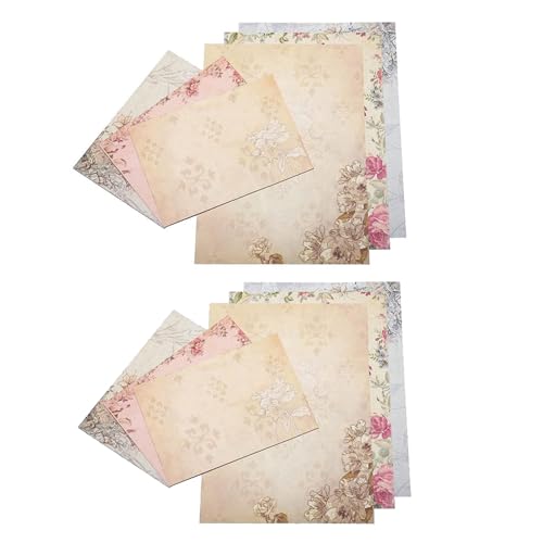 Pyugxab 60 StüCk Vintage Schreibwaren Blumen Schreiben Papier Passende UmschläGe Sets für Handschrift Briefe, von Pyugxab