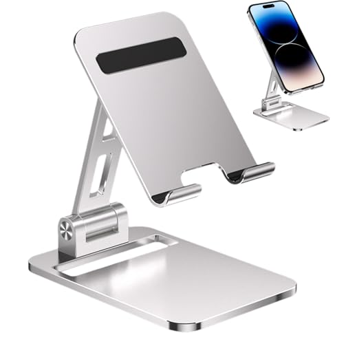 Handyhalterung, Tablet-Ständer, Desktop-Telefonhalterung, tragbar, zusammenklappbar, verstellbarer Tablet-Ständer, kompaktes Design, ideal für Schreibtisch, Büro, Zuhause, Reisen und Arbeitszimmer von Pzuryhg