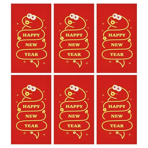 Lunar Year Lucky Red Pockets| Glücksumschlag-Set für Neujahrsfest, robuste Hong-Bao-Flucks-Umschläge, leichte rote Pakete zum Verschenken und Feiern mit 9 x 16,5 cm von Pzuryhg