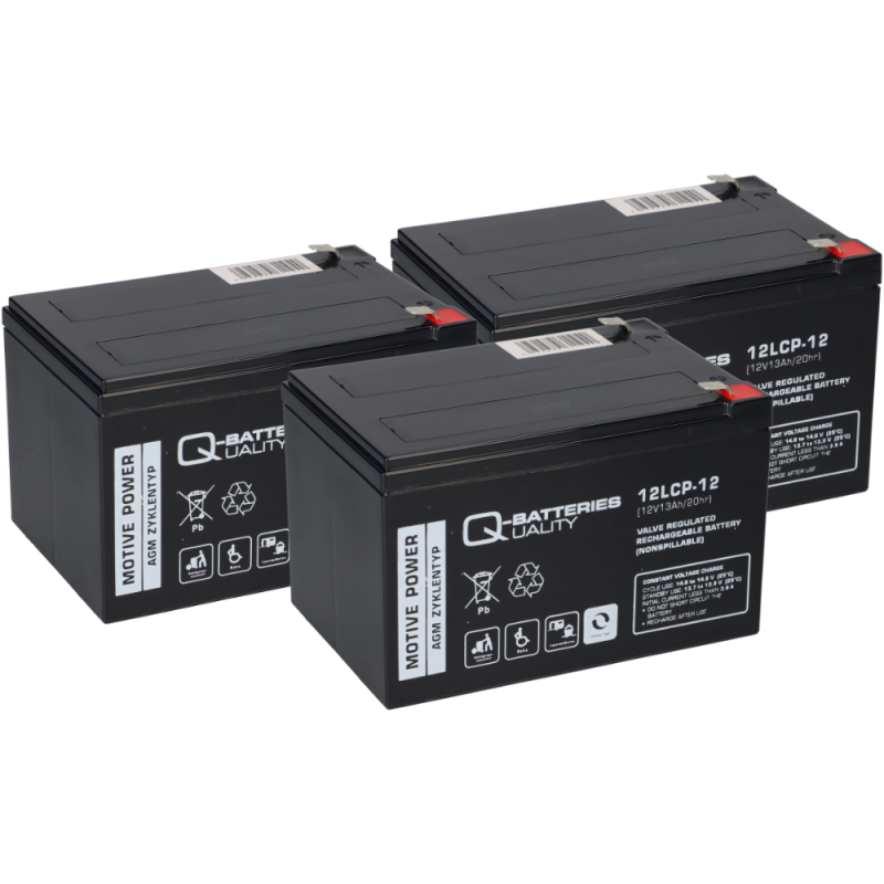 36V 3x 12LCP-12 12V-13Ah AGM BLEI AKKU kompatibel ELEKTRO SCOOTER QB von Q-Batteries