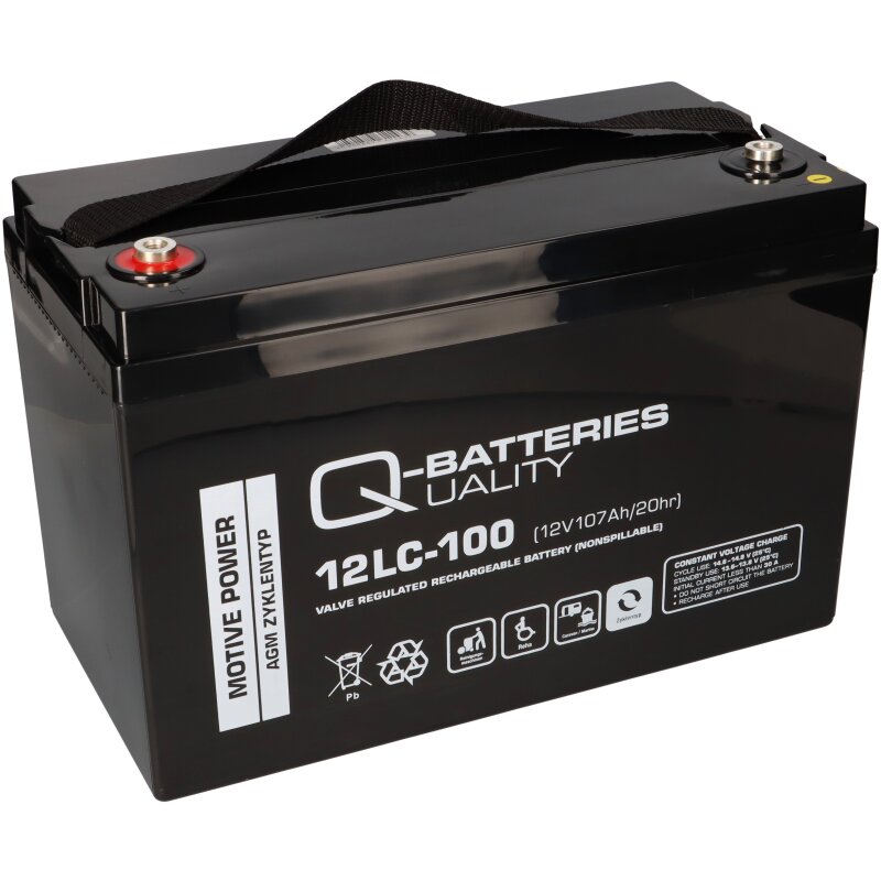 Q-Batteries 12LC-100 / 12V 107Ah Bleiakku als zyklenfeste Ausführung von Q-Batteries