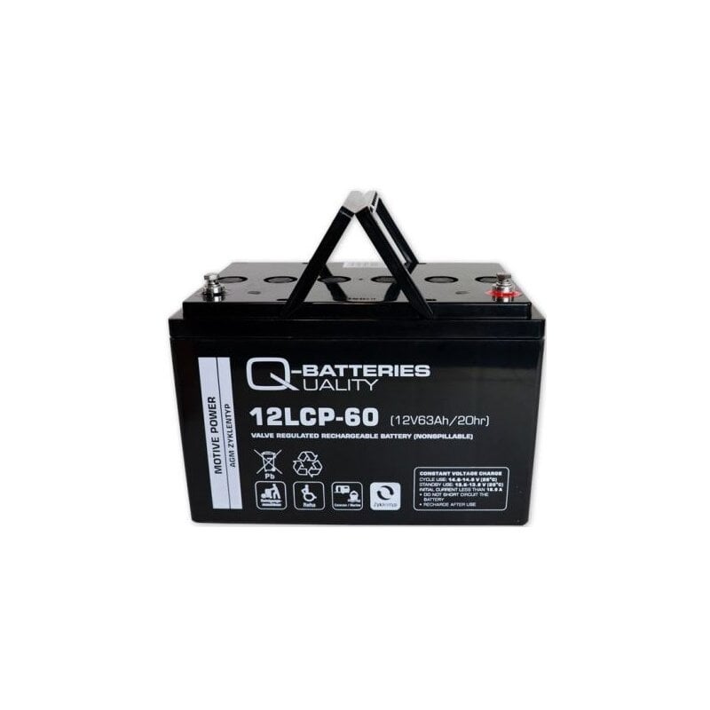 Q-Batteries 12LCP-60 / 12V - 63Ah Blei Akku Zyklentyp AGM - Deep Cycle VRLA von Q-Batteries