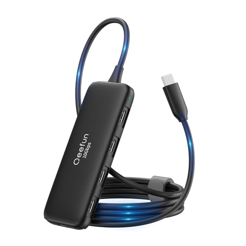 Qeefun 𝟏𝟎𝐆𝐛𝐩𝐬 USB C Hub,4 USB C 3.2 Datenanschlüsse,USB 3.2 GEN 2 Splitter mit 100W Power Charging,für Mini PC, MacBook Air/Pro M2 M1,Dell XPS, Lenovo Thinkpad, Surface Pro, HP… von Q QEEFUN