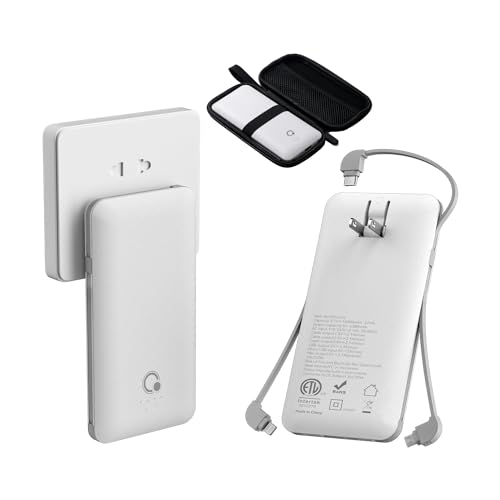 Q Externer Akku 10000 mAh, tragbares Ladegerät, schmales Ladegerät, Externer Akku mit 4 Ausgängen mit integrierter AC Wandsteckdose, Micro USB C 3 Kabel, kompatibel mit iPhone, Samsung, Android Q Externer Akku 10000 mAh, tragbares Ladegerät, schmales Ladegerät, Externer Akku mit 4 Ausgängen mit integrierter AC Wandsteckdose, Micro USB C 3 Kabel, kompatibel mit iPhone, Samsung, Android von Q