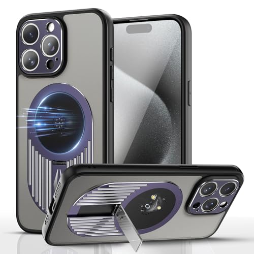 QANXGOG Schutzhülle für iPhone 15 Pro Max/15 Pro/15, Wärmeableitung, Aromatherapie, Stoßfest, Integrierter Ständer, Kameraschutz, Slim Fit Cover,Purple,15 Pro Max von QANXGOG