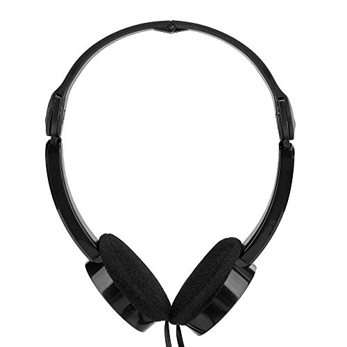 QANYEGN Faltbares kabelgebundenes Stereo-Headset, tragbare kabelgebundene Kopfhörer mit Mikrofon, Stereo-Sound-Headset für Smartphone-Tablet (Black) von QANYEGN