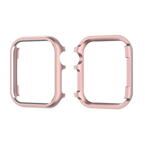 Rosa Gehäuse Glitzer Kompatibel mit Apple Watch 42mm Series 10, Frauen Mädchen Ultra Dünn Aluminium Hülle Kratzfest Stoßfest Schutzhülle Bumper Rundherum Uhrengehäuse Kompatibel mit iWatch Series 10 von QBYVQQN