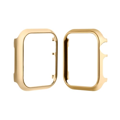 Stoßfest Gehäuse Gold Kompatibel mit Apple Watch 10 42mm, Frauen Mädchen Ultra Dünn Aluminium Hülle Kratzfest Schutzhüllen Bumper Case Rundherum Abdeckung Metall Kompatibel mit iWatch Series 10 von QBYVQQN