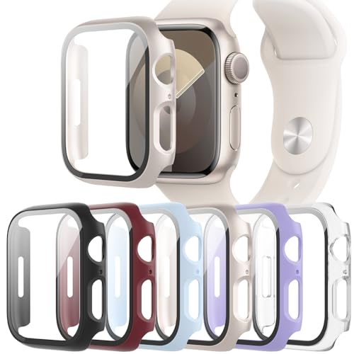 6-Pack Hülle mit Panzerglas Schutzfolie Kompatibel mit Apple Watch Series 6 SE 2022 5 4 44mm, Vollständige Abdeckung Hard PC Protective Face Cover Bumper für iWatch 44mm 6-Pack Hülle mit Panzerglas Schutzfolie Kompatibel mit Apple Watch Series 6 SE 2022 5 4 44mm, Vollständige Abdeckung Hard PC Protective Face Cover Bumper für iWatch 44mm von QCKANLJ