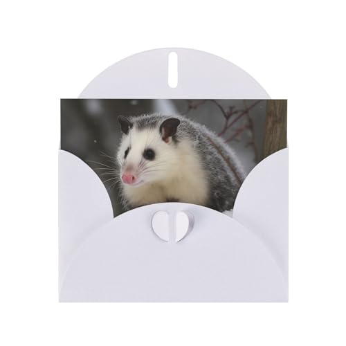 Opossum in Snow Grußkarten, Perlpapierumschlag, Grußkarten für Geburtstag, Valentinstag, Erntedankfest, Jahrestag und Party-Einladungskarten von QGGHNISD