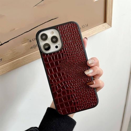 QGGNMGT Luxuriöse, einfarbige Hülle mit Textur für iPhone 14 13 12 15 11 Pro Max 15 14 Plus X XS XR XS Max Anti-Drop-Cover, Weinrot, Für iPhone 11Pro von QGGNMGT