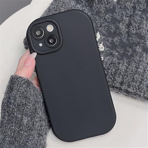 QGGNMGT Süße, Matte Candy Pure Color-Hülle für iPhone 15 14 13 12 Pro Max 11, weiche, stoßfeste Stoßstangenrückseite aus flüssigem Silikon, Schwarz, für iPhone 15ProMax von QGGNMGT