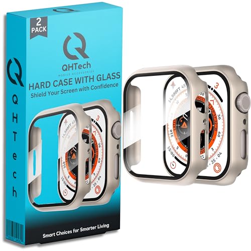 QHTech Case for Apple iWatch Series 6/5/4/Series SE Tempered Glass, Hard PC All-Round Protector, Ultra Thin Schutzhülle für Apple iWatch Series 6/5/4/Series SE Schutzhülle Packung mit 2 (Silber-40mm) von QHTech