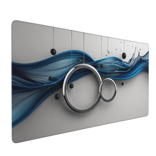 Abstract Blau Mauspad XXL 500x250x3 mm, Groß Gaming Mauspad Design Vernähte Kanten, Wetterfest Anti Rutsch Mousepad PC Laptop verbessert Präzision und Geschwindigkeit, für Home Office A-144 von QIANLUOO