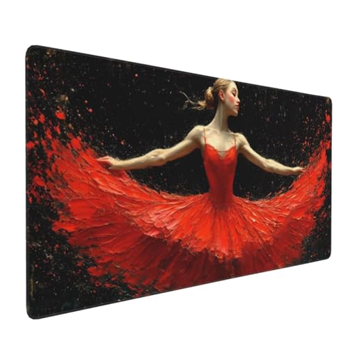 Balletttänzerin Mauspad XXL 800x400x3 mm, Groß Gaming Mauspad Design Vernähte Kanten, Wetterfest Anti Rutsch Mousepad PC Laptop verbessert Präzision und Geschwindigkeit, für Home Office A-10 von QIANLUOO