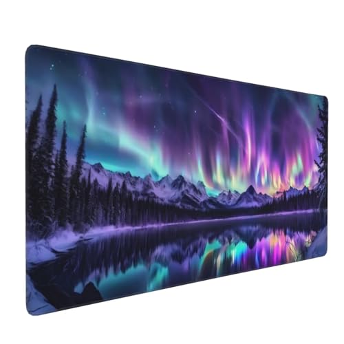 Die Aurora Borealis Gaming Mauspad, Mousepad XXL 1600x800x3 mm, Wasserdicht Anti-Rutsch Schreibtisch Mouse Pad verbessert Präzision und Geschwindigkeit, Gaming Zubehör für Home Zimmer Deko Q-66 von QIANLUOO