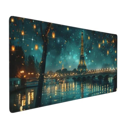 Eiffelturm Gaming Mauspad, Mousepad XXL 1600x800x3 mm, Wasserdicht Anti-Rutsch Schreibtisch Mouse Pad verbessert Präzision und Geschwindigkeit, Gaming Zubehör für Home Zimmer Deko Q-9 von QIANLUOO