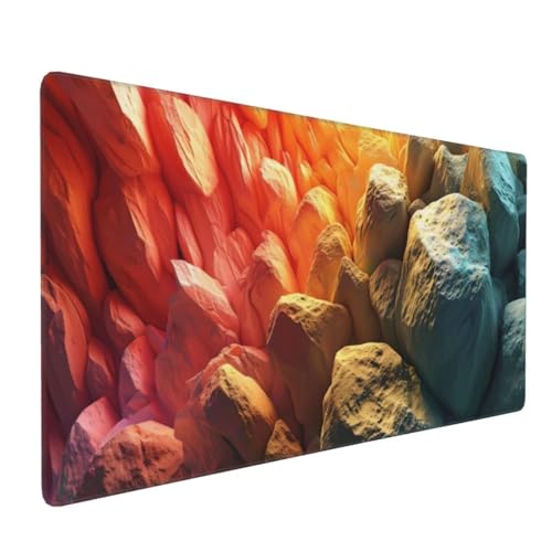 Farbe Rock Gaming Mauspad, Mousepad XXL 1600x800x3 mm, Wasserdicht Anti-Rutsch Schreibtisch Mouse Pad verbessert Präzision und Geschwindigkeit, Gaming Zubehör für Home Zimmer Deko Q-114 von QIANLUOO