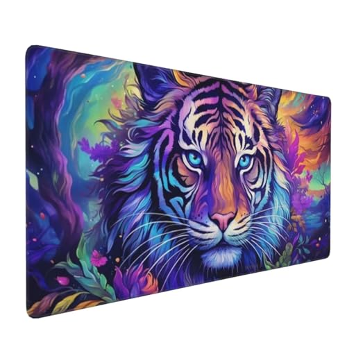 Farbe Tiger Gaming Mauspad, Mousepad XXL 900x400x3 mm, Wasserdicht Anti-Rutsch Schreibtisch Mouse Pad verbessert Präzision und Geschwindigkeit, Gaming Zubehör für Home Zimmer Deko Q-83 von QIANLUOO