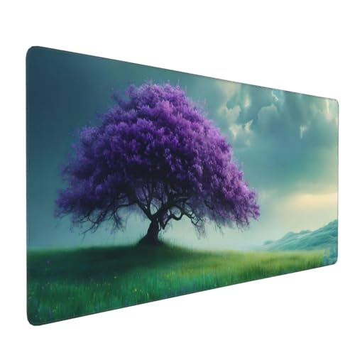 Großer Baum lila Gaming Mauspad, Mousepad XXL 1600x800x3 mm, Wasserdicht Anti-Rutsch Schreibtisch Mouse Pad verbessert Präzision und Geschwindigkeit, Gaming Zubehör für Home Zimmer Deko Q-194 von QIANLUOO