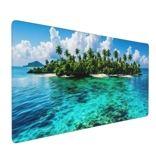 Insel Gaming Mauspad, Mousepad XXL 900x400x3 mm, Wasserdicht Anti-Rutsch Schreibtisch Mouse Pad verbessert Präzision und Geschwindigkeit, Gaming Zubehör für Home Zimmer Deko Q-332 von QIANLUOO