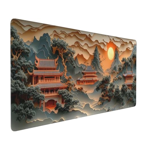 Landschaft Landschaft Gaming Mauspad, Mousepad XXL 900x400x3 mm, Wasserdicht Anti-Rutsch Schreibtisch Mouse Pad verbessert Präzision und Geschwindigkeit, Gaming Zubehör für Home Zimmer Deko Q-870 von QIANLUOO