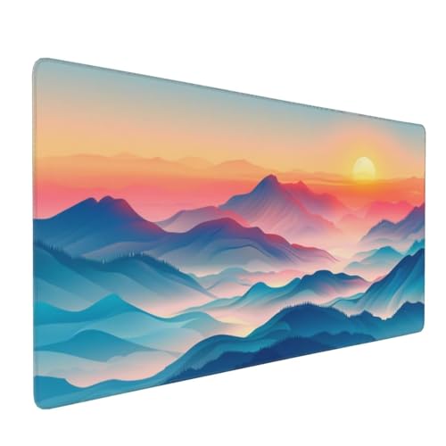 Landschaft Mauspad XXL 500x250x3 mm, Groß Gaming Mauspad Design Vernähte Kanten, Wetterfest Anti Rutsch Mousepad PC Laptop verbessert Präzision und Geschwindigkeit, für Home Office A-874 von QIANLUOO