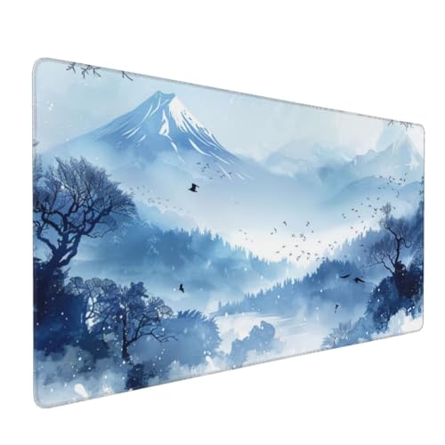 Landschaft Mauspad XXL 800x400x3 mm, Groß Gaming Mauspad Design Vernähte Kanten, Wetterfest Anti Rutsch Mousepad PC Laptop verbessert Präzision und Geschwindigkeit, für Home Office A-288 von QIANLUOO