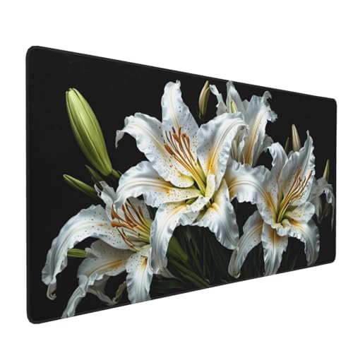 Lily Gaming Mauspad, Mousepad XXL 900x400x3 mm, Wasserdicht Anti-Rutsch Schreibtisch Mouse Pad verbessert Präzision und Geschwindigkeit, Gaming Zubehör für Home Zimmer Deko Q-53 von QIANLUOO