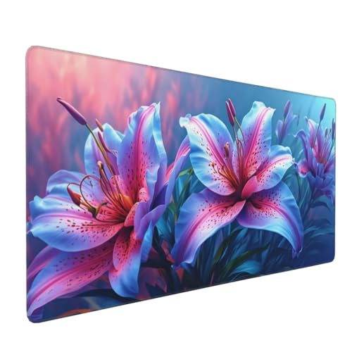 Lily Mauspad XXL 800x400x3 mm, Groß Gaming Mauspad Design Vernähte Kanten, Wetterfest Anti Rutsch Mousepad PC Laptop verbessert Präzision und Geschwindigkeit, für Home Office A-52 von QIANLUOO